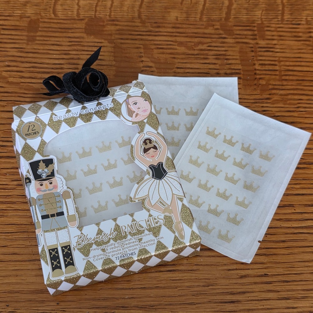 NEW Beauty Concepts Blemish Patches 72 Ct Gold Glitter Crown Nutcracker Holiday